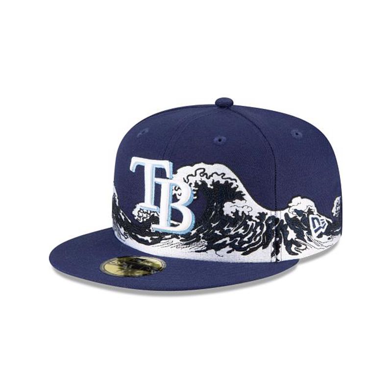 MLB Tampa Bay Rays Wave 59Fifty Fitted (GVF5629) - Blue New Era Caps